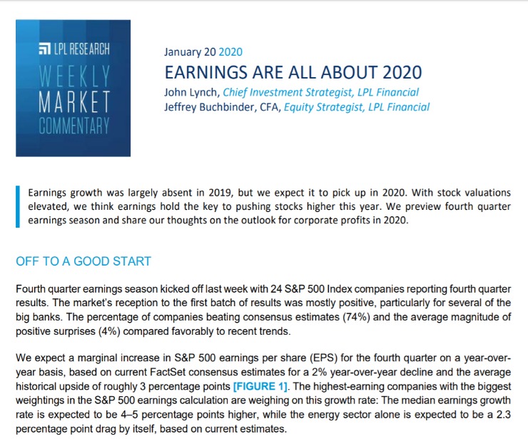 Assessing Geopolitical Risk | Weekly Market Commentary | January 20, 2020